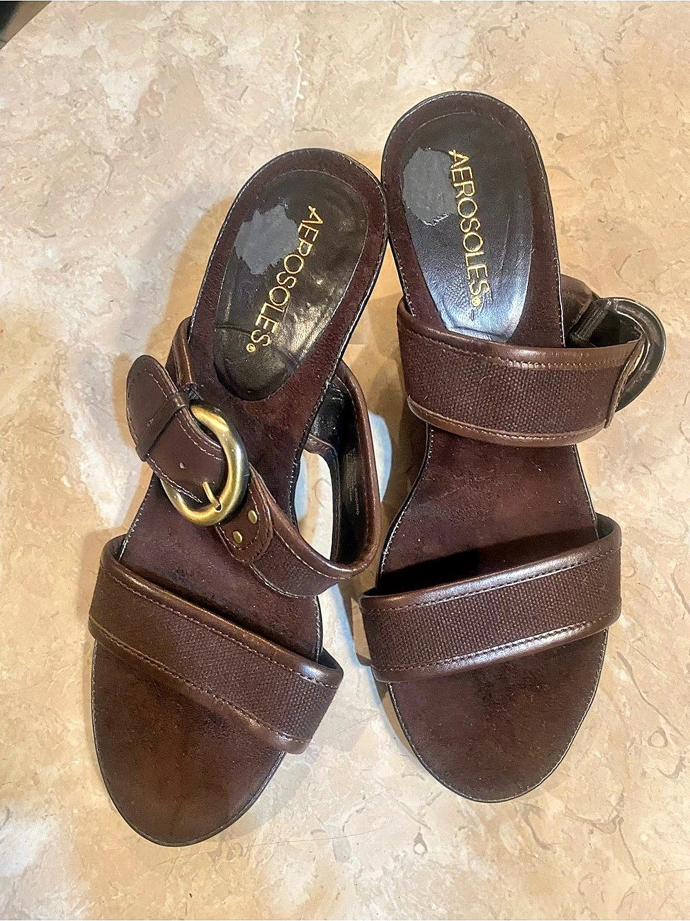 Aerosoles Trot Around Women's Brown Buckle Sandals US 8